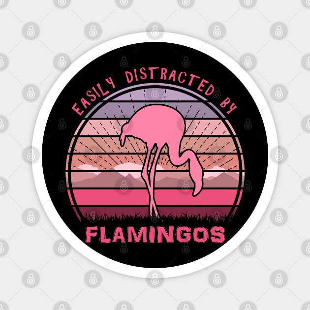 Easily Distracted By Flamingos Magnet by Nerd_art